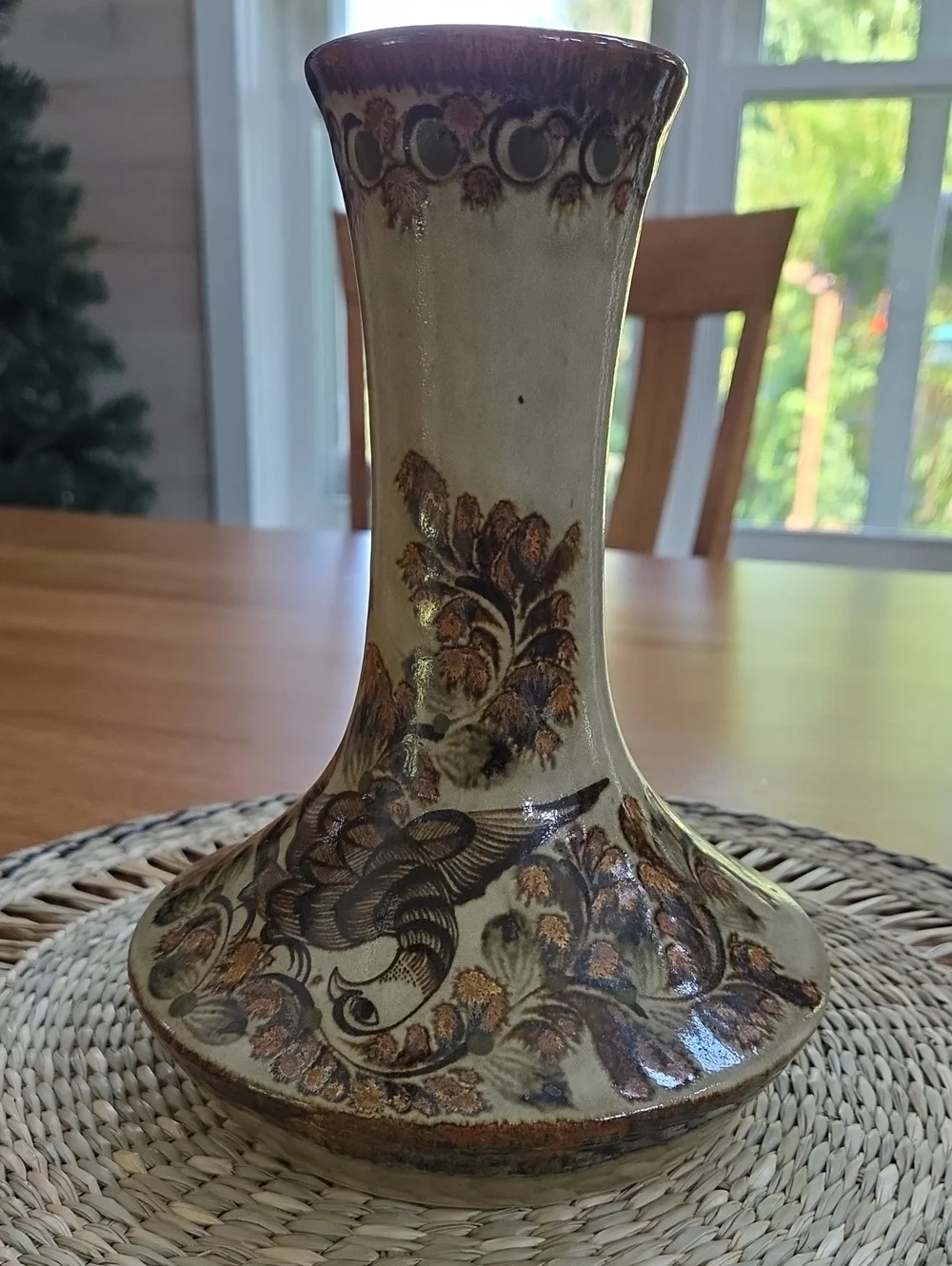 Signed Carlos Villanueva Vintage Pottery Vase | Mexican Folk Art | Bird Motif